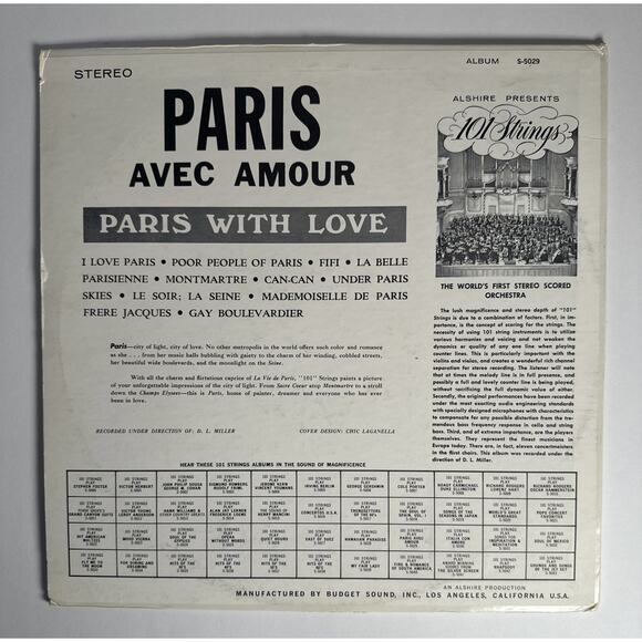 101 Strings - Paris - Avec Amour [vinyl - 12"] 1966 Alshire S-5029 - Picture 2 of 4